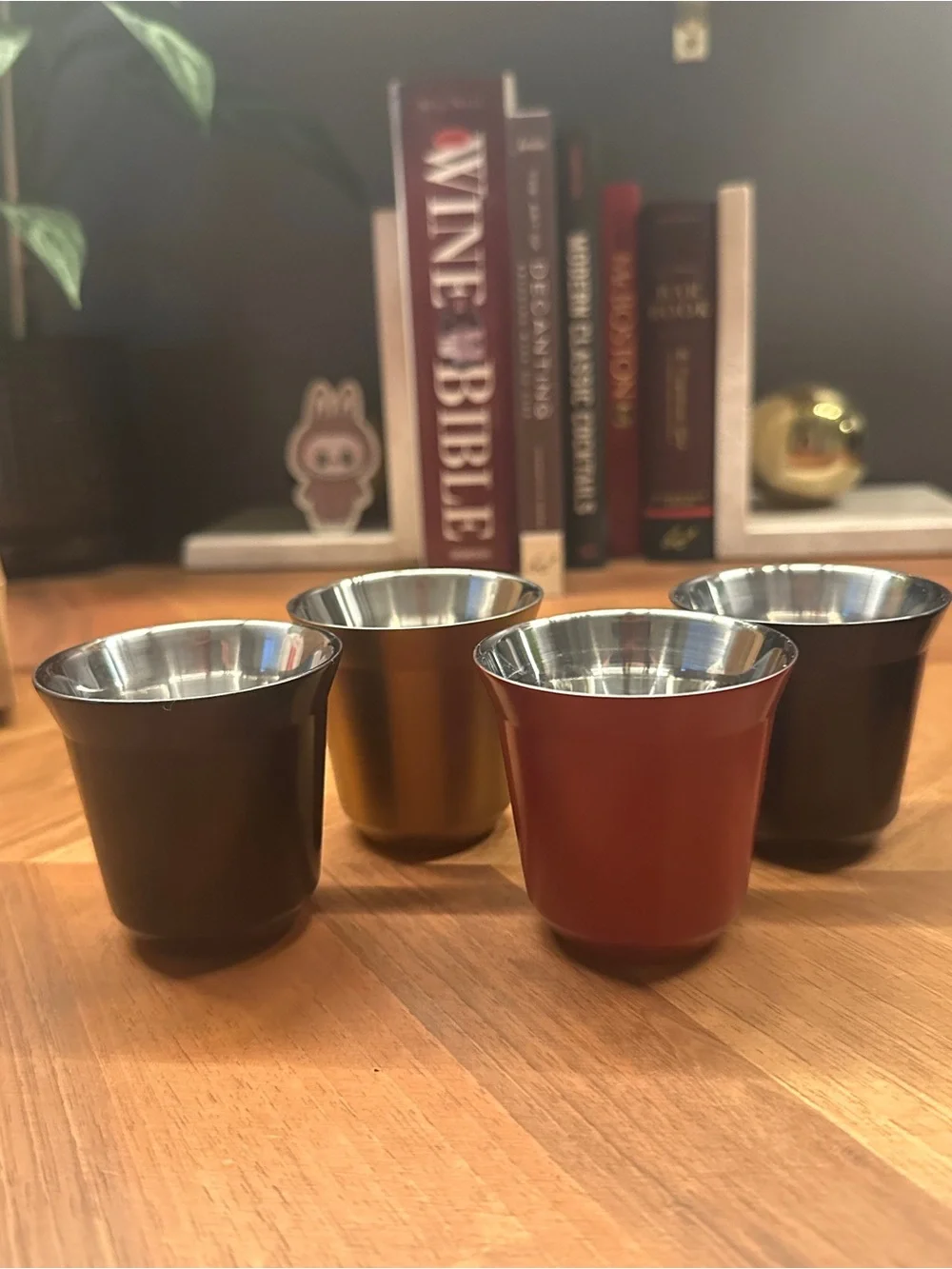 Nespresso Metallic Red, Gold, and Black Espresso Cups - Set of Four (4)